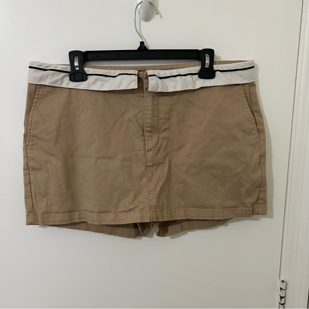 Wild Fable Tan Taupe and White Women's Fold-over Mid Rise Chino Skort Size 14